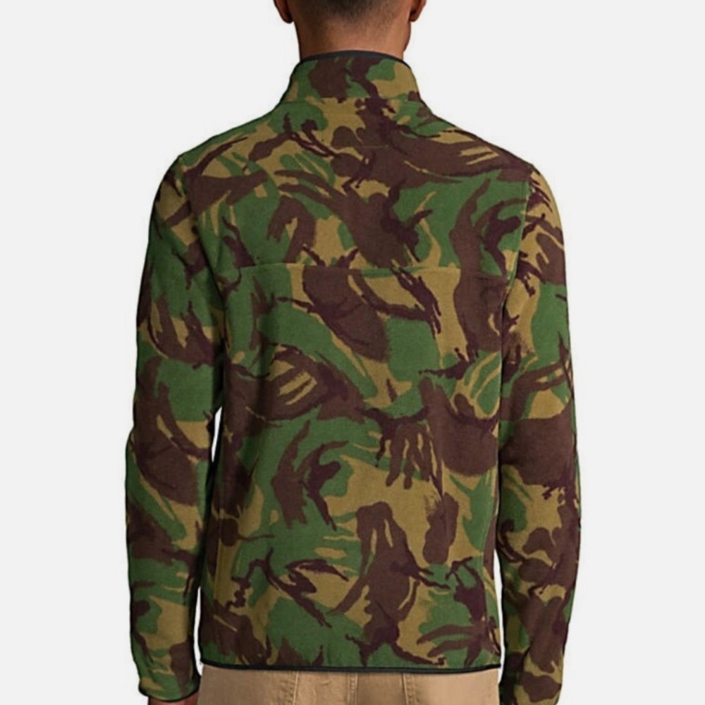 Lands' End T-200 Fleece Snap Neck Pullover Green and Brown Camo Men’s Small - Picture 12 of 12